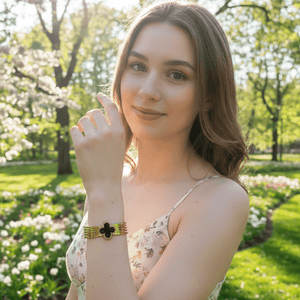 Clover Charm Hinged Bangle