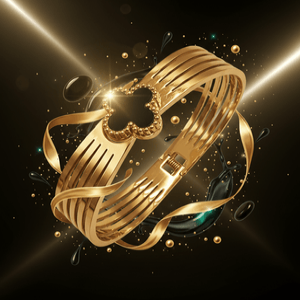 Clover Charm Hinged Bangle